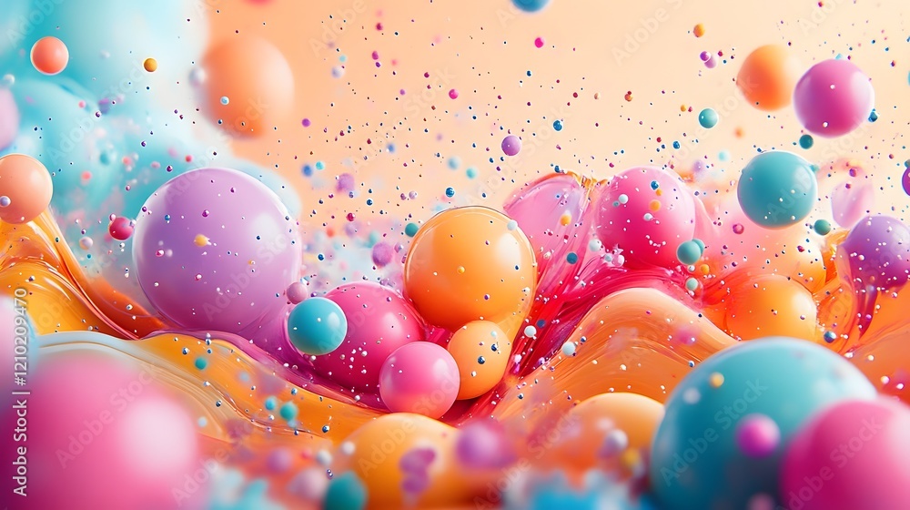 Poster soft elegant and dynamic festive design with colorful floating gradients cheerful whimsical patterns