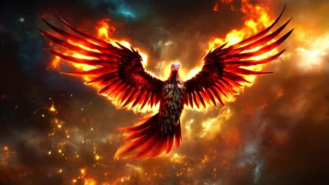 Fiery Phoenix Ascends: Cosmic Rebirth in Blazing Nebula