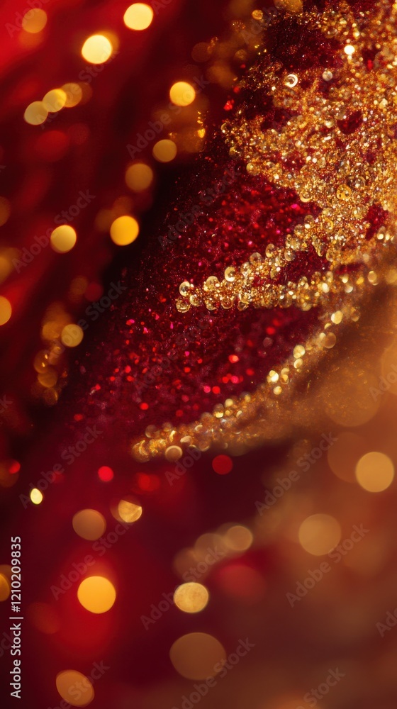 Aufkleber bright ruby red and glowing gold bokeh circles create a festive atmosphere for holiday celebrations 