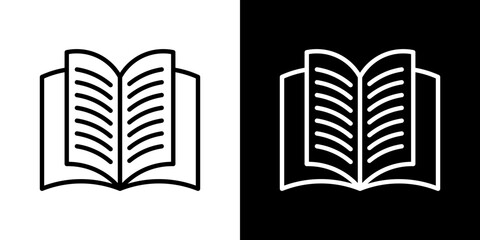 Open book icons collection in black and blue colors