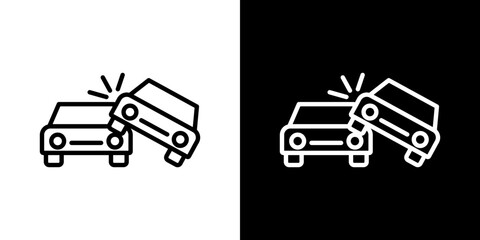 Overturned car vector icon in thin line style