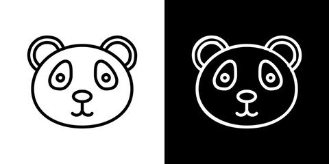 Panda bear vector icon in thin line style