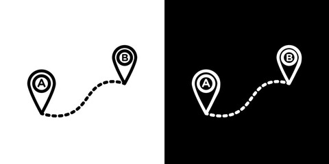 Path A to B vector icon in thin line style © Ranveer