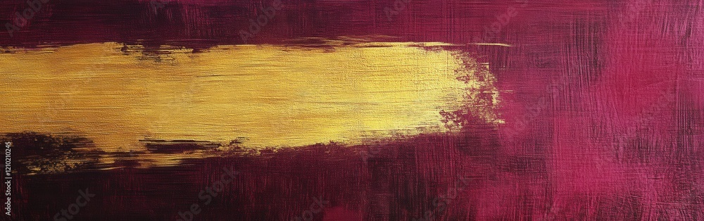 Poster rich burgundy textured brushwork with a gold accent in an abstract composition exploring depth and c