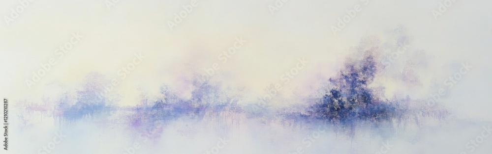 Poster soft pale blue mist emerges from abstract pencil strokes, creating a serene, blurred visual landscap