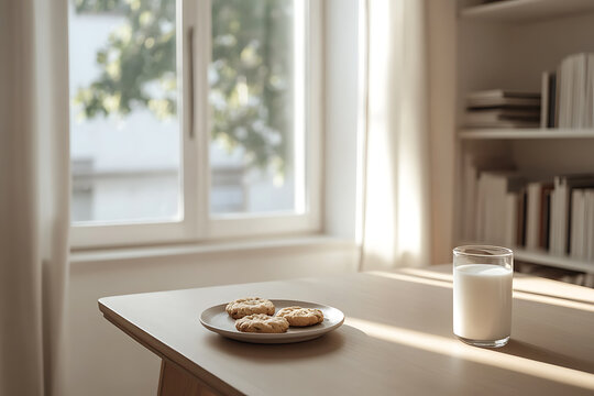 Milk and cookies by the window