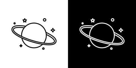 Planet saturn vector icon in thin line style © Ranveer