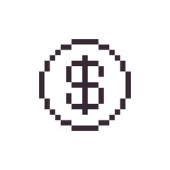dollar coin pixel art retro