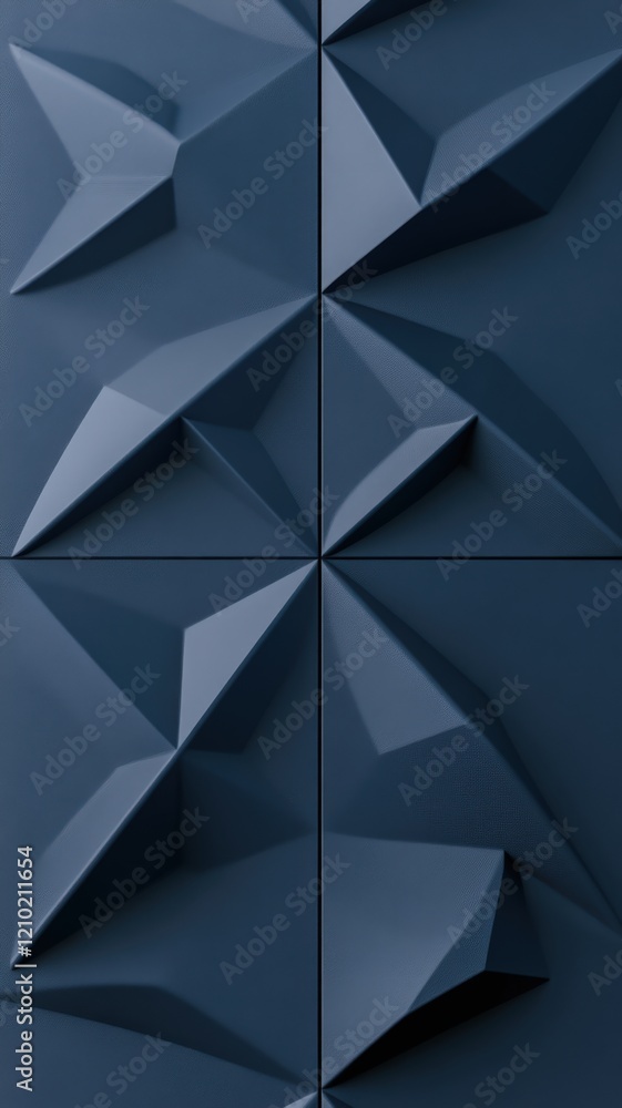 Poster geometric 3d abstract background interlocking dark gray rhombuses and hexagons forming contemporary 