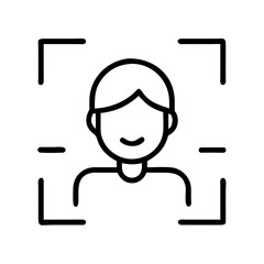 facial recognition icon, facial recognition line art - simple line art of facial recognition, perfect for facial recognition logos and icons