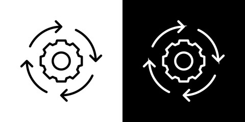 Processing vector icon in thin line style