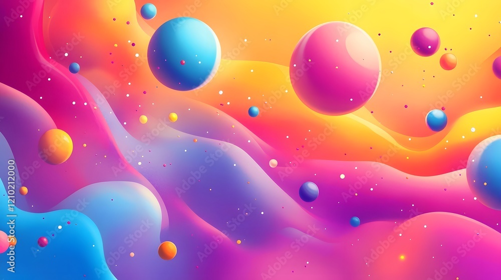 Poster vibrant and whimsical background featuring a dynamic composition of floating gradient patterns cheer