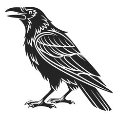 Obraz premium crow logo, black outline vector graphic transparent background 