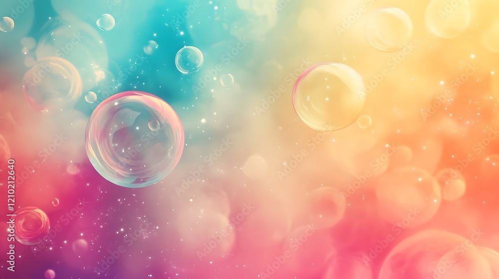 Poster vibrant and whimsical background with floating ethereal gradients abstract patterns and soft elegant