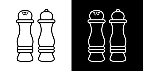 Salt and pepper vector icon in thin line style
