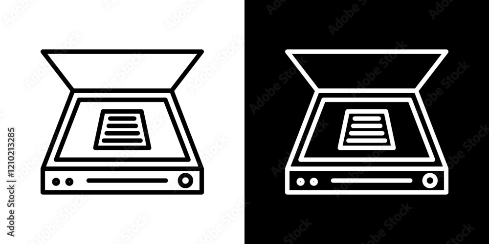 Poster scanner vector icon in thin line style