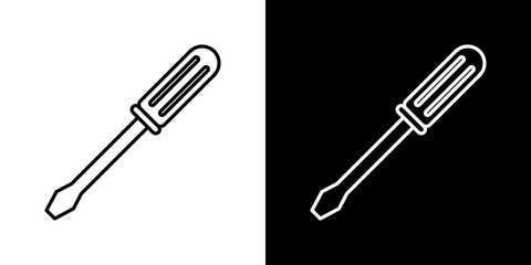 Screwdriver icons in black and blue set