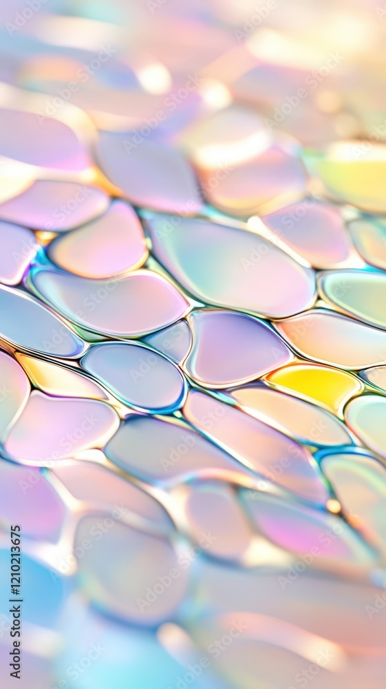 Aufkleber iridescent tessellation holographic pattern displaying vibrant color shifts across smooth surface, g