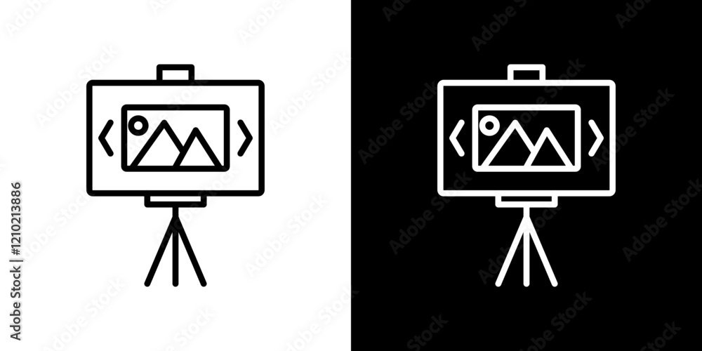 Poster slideshow vector icon in thin line style