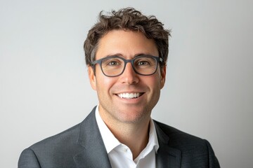 Professional Headshot of Smiling Man Wearing Glasses
