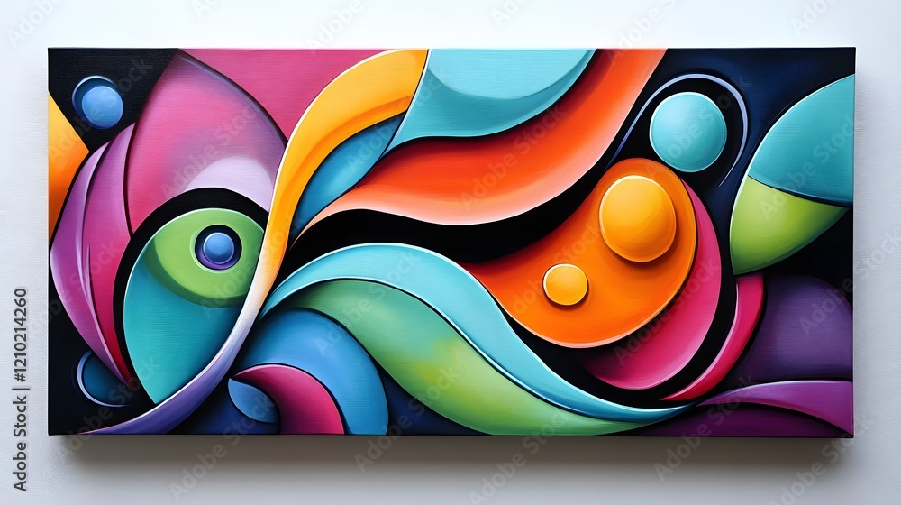 Poster vibrant and playful candy like abstract art with glossy smooth textures and dynamic shapes a bold cr