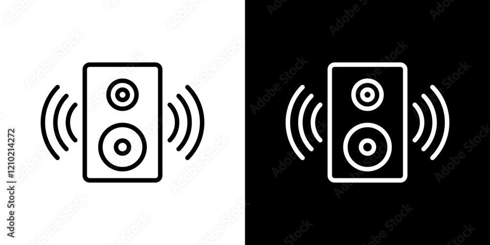 Poster soundbox vector icon in thin line style