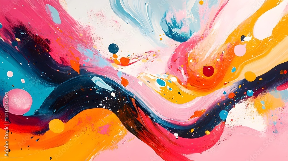 Poster vibrant glossy gradient abstract artwork with playful candy like details and bold smooth forms creat
