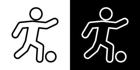 Soccer player vector icon in thin line style