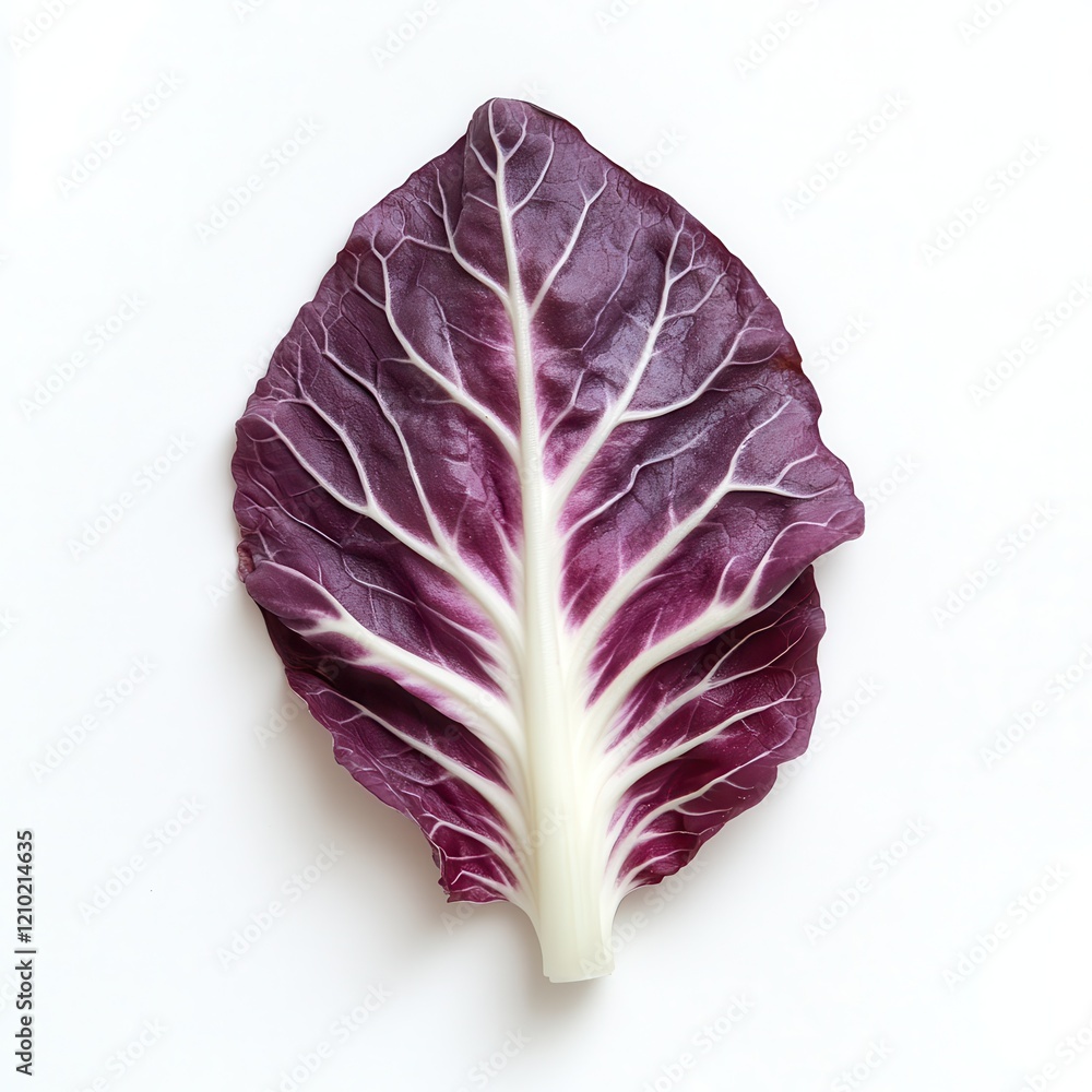Poster fresh radicchio leaf showcasing vibrant colors and intricate vein patterns perfect for culinary use