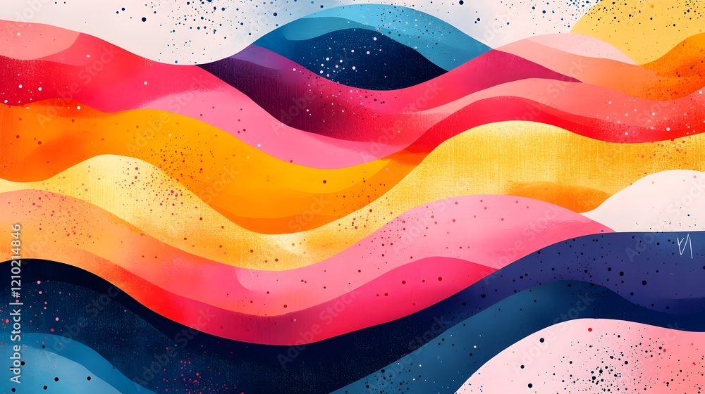 Poster bright and cheerful playful abstract composition with bold colors smooth textures and creative gradi