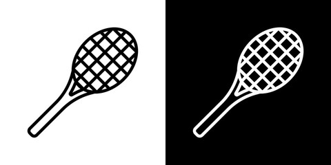 Tennis racket vector icon in thin line style
