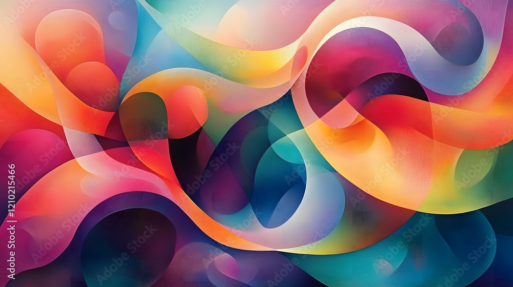 Poster vibrant and colorful abstract design bursting with smooth gradients flowing textures and whimsical f