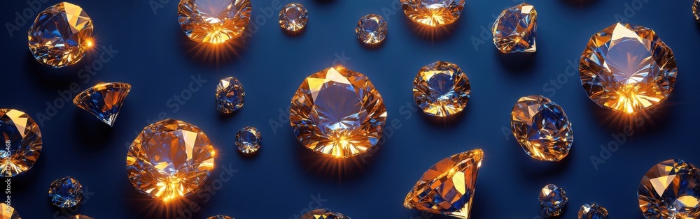 Aufkleber shimmering golden diamonds scattered on a deep blue background, creating a captivating visual displa