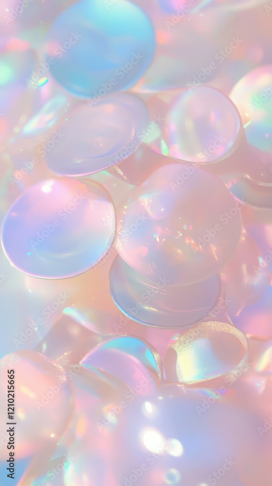 Poster pastel bubbles background abstract shiny with iridescent gleam floating softly, ethereal backdrop ho