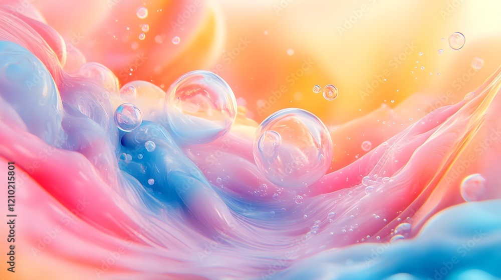 Poster playful and youthful candy like abstract design with soft pastel gradients smooth textures and a vib