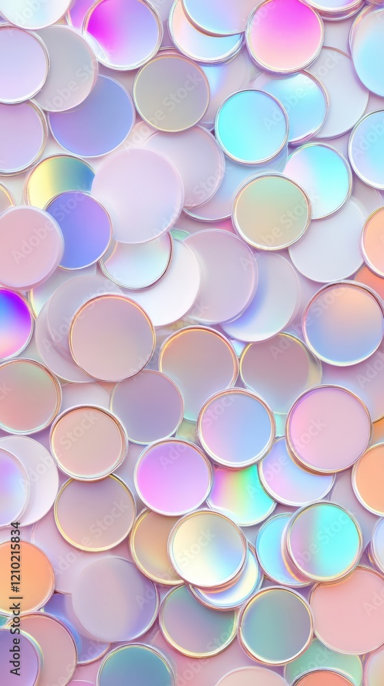 Aufkleber pastel bubbles background abstract shiny with iridescent gleam floating softly, ethereal backdrop ho