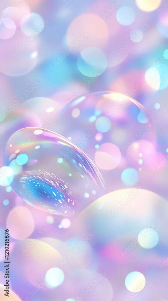 Poster pastel bubbles background abstract shiny with iridescent gleam floating softly, ethereal backdrop ho