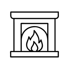 fireplace icon, fireplace line art - simple line art of fireplace, perfect for fireplace logos and icons