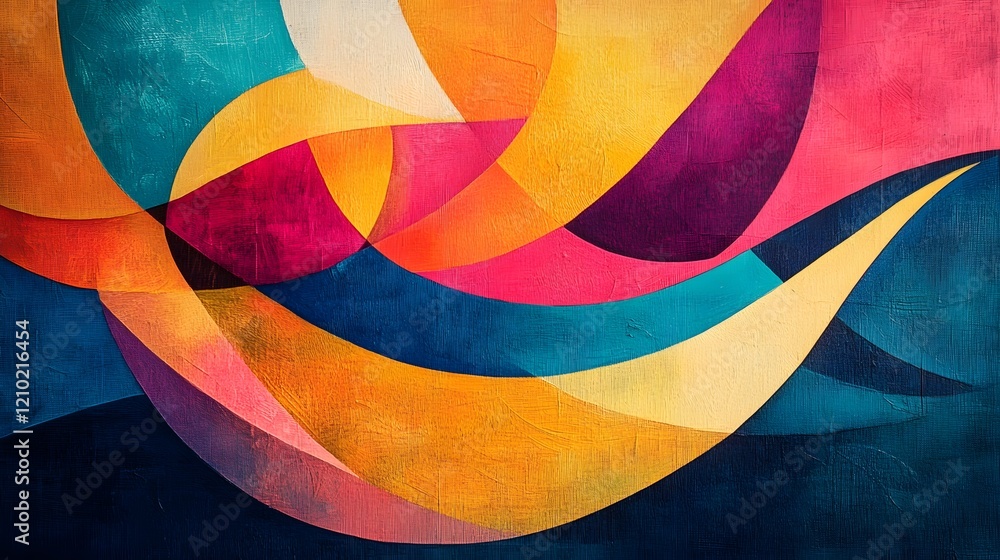 Poster captivating abstract artwork featuring a dynamic composition of bright vibrant patterns and smooth c