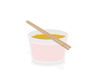 Instant noodles on a white background.