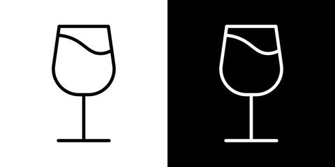 Wine glass icons in black and blue set