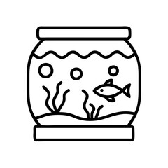 fish tank decoration icon, fish tank decoration line art - simple line art of fish tank decoration, perfect for fish tank decoration logos and icons