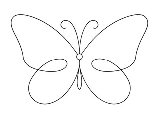 Continuous line drawing of beautiful butterfly. Single one line art of flying abstract butterfly. Vector illustration