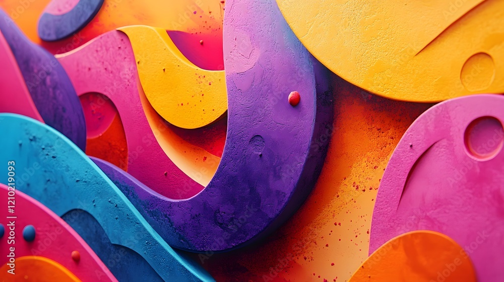 Poster smooth and fluid vibrant abstract textural composition with bold gradient patterns playful shapes an