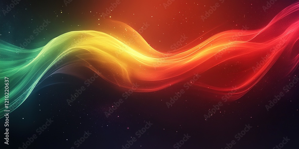 Poster colorful abstract wave patterns create a vibrant and dynamic visual display in a dark background set