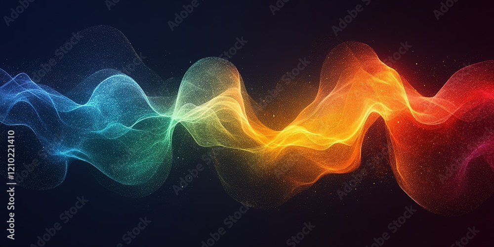 Poster colorful waves of light flow together in a mesmerizing abstract pattern to create dynamic visual ene