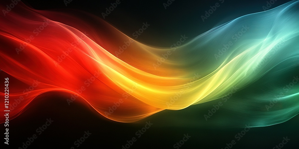 Poster colorful abstract waves flow together creating a vibrant display of light and movement in a dark bac
