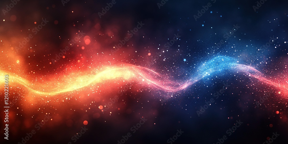 Poster cosmic strands of vibrant colors swirl together, creating celestial patterns against a dark backgrou