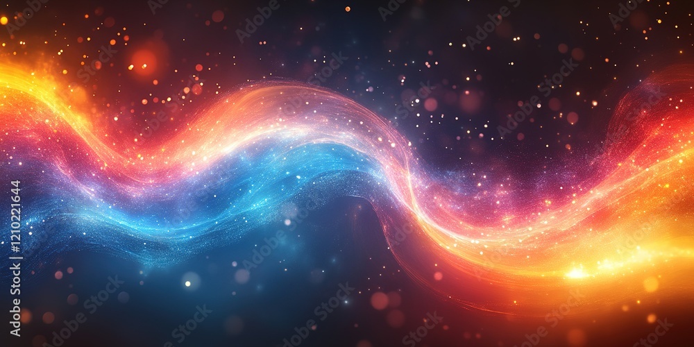 Poster vibrant cosmic waves of color blend in a mesmerizing display of energy and light