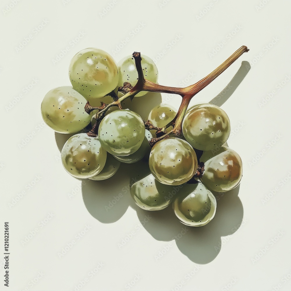 Poster fresh cluster of green grapes set against a neutral background showcasing natural textures and shape